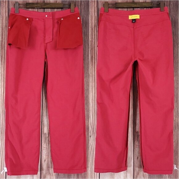 *Read Desc* St John Womens Size 4 Red 5 Pockets Straight Leg Pants Cotton Blend - Picture 2 of 15